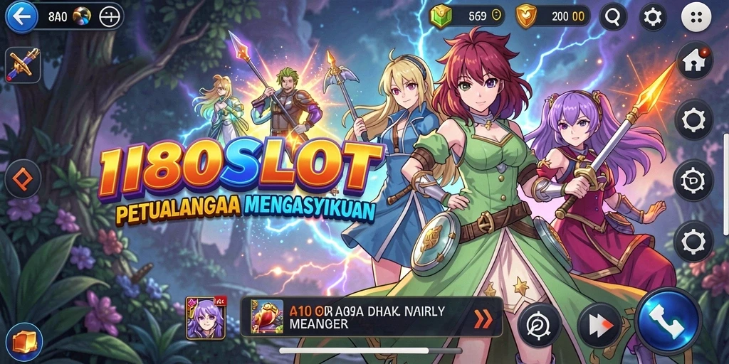 Tampilan gameplay 180SLOT yang penuh warna dan dinamis.
