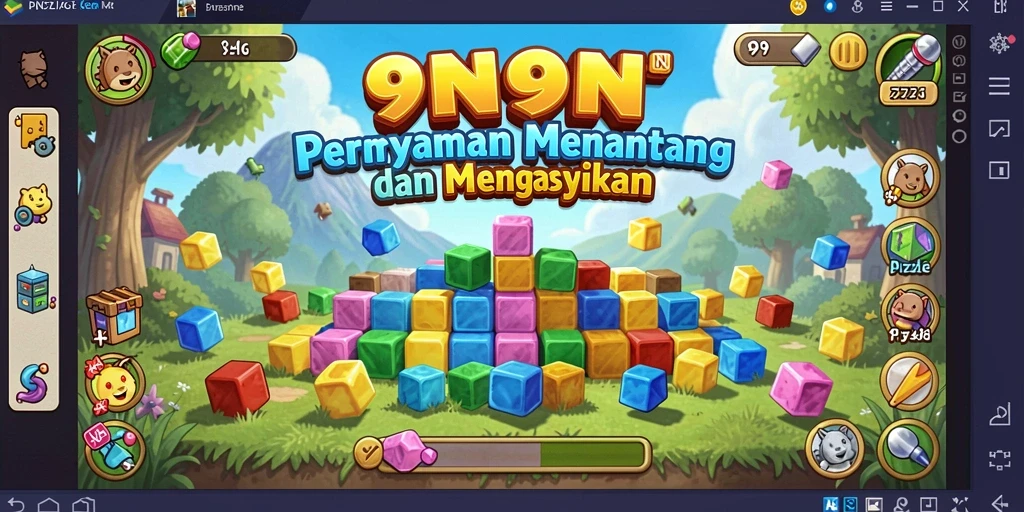 Gameplay menarik dan menantang dari 9N9N dengan berbagai level puzzle.