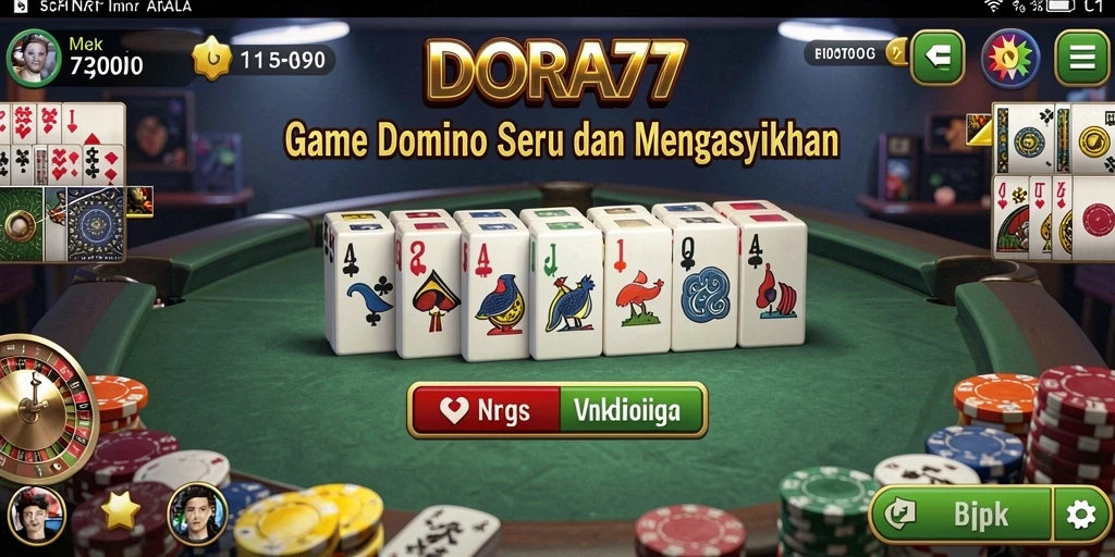 Screenshot DORA77 menampilkan gameplay domino yang seru dan menyenangkan.
