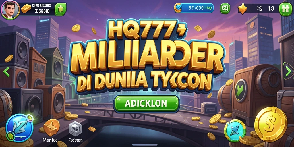 Tangkapan layar utama HQ777 menampilkan gameplay Tycoon yang seru dan interaktif.