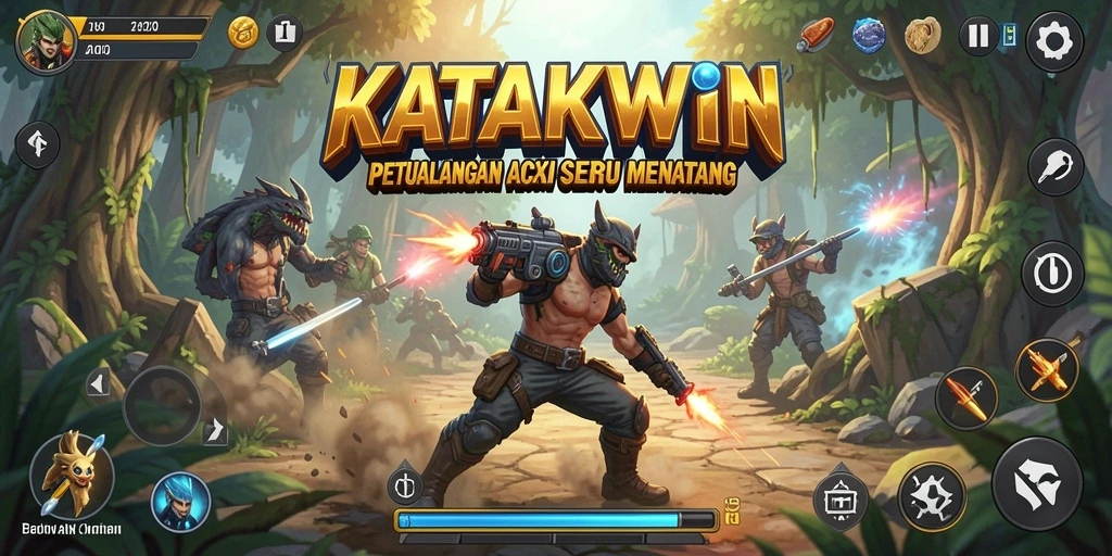 Tampilan gameplay seru dan penuh aksi di KATAKWIN.