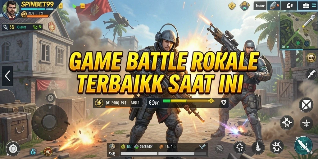 Screenshot SPINBET99 menampilkan aksi intens dalam permainan Battle Royale.