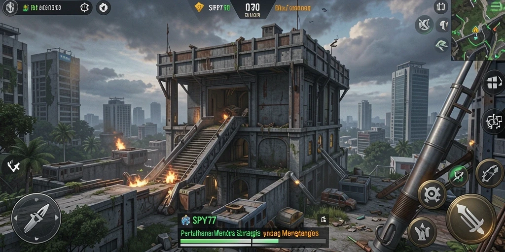 Tampilan menarik dari gameplay Tower Defense di SPY77.