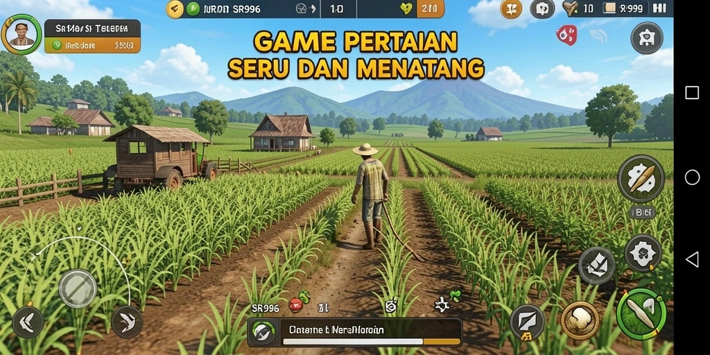 Tangkapan layar menunjukkan gameplay pertanian yang menarik dan interaktif.