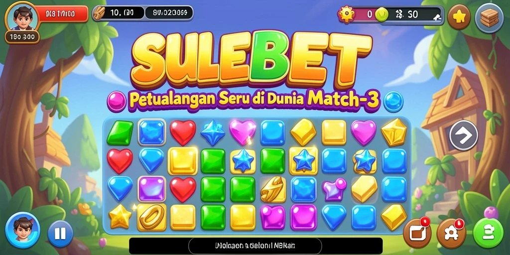 Tampilan gameplay SULEBET yang cerah dan menarik dalam genre Match-3.